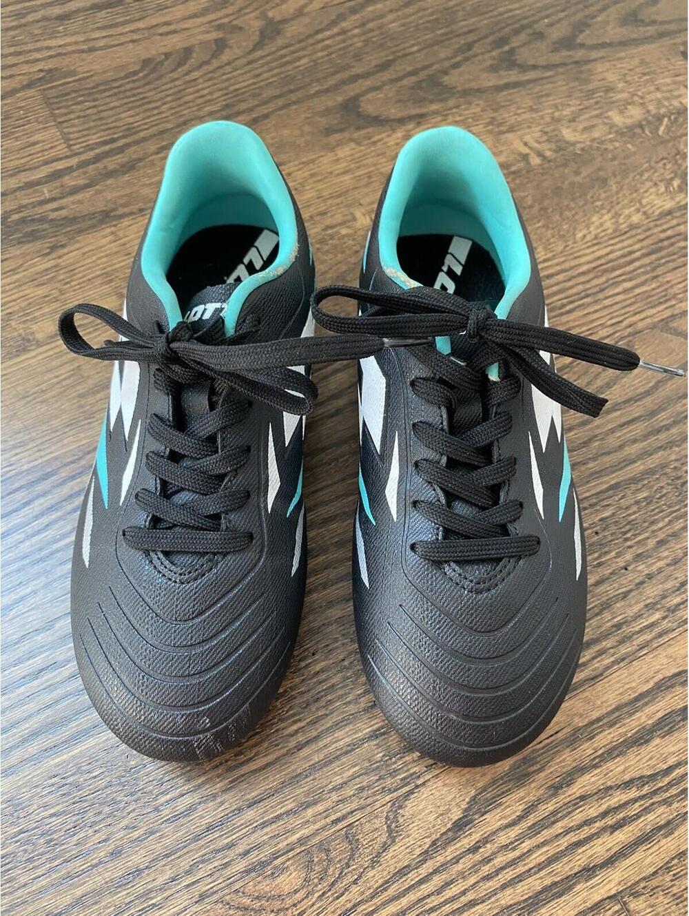 Lotto Solista Youth Soccer Cleats Shoes Size 1.5 Black Teal 218136 - Picture 7 of 9